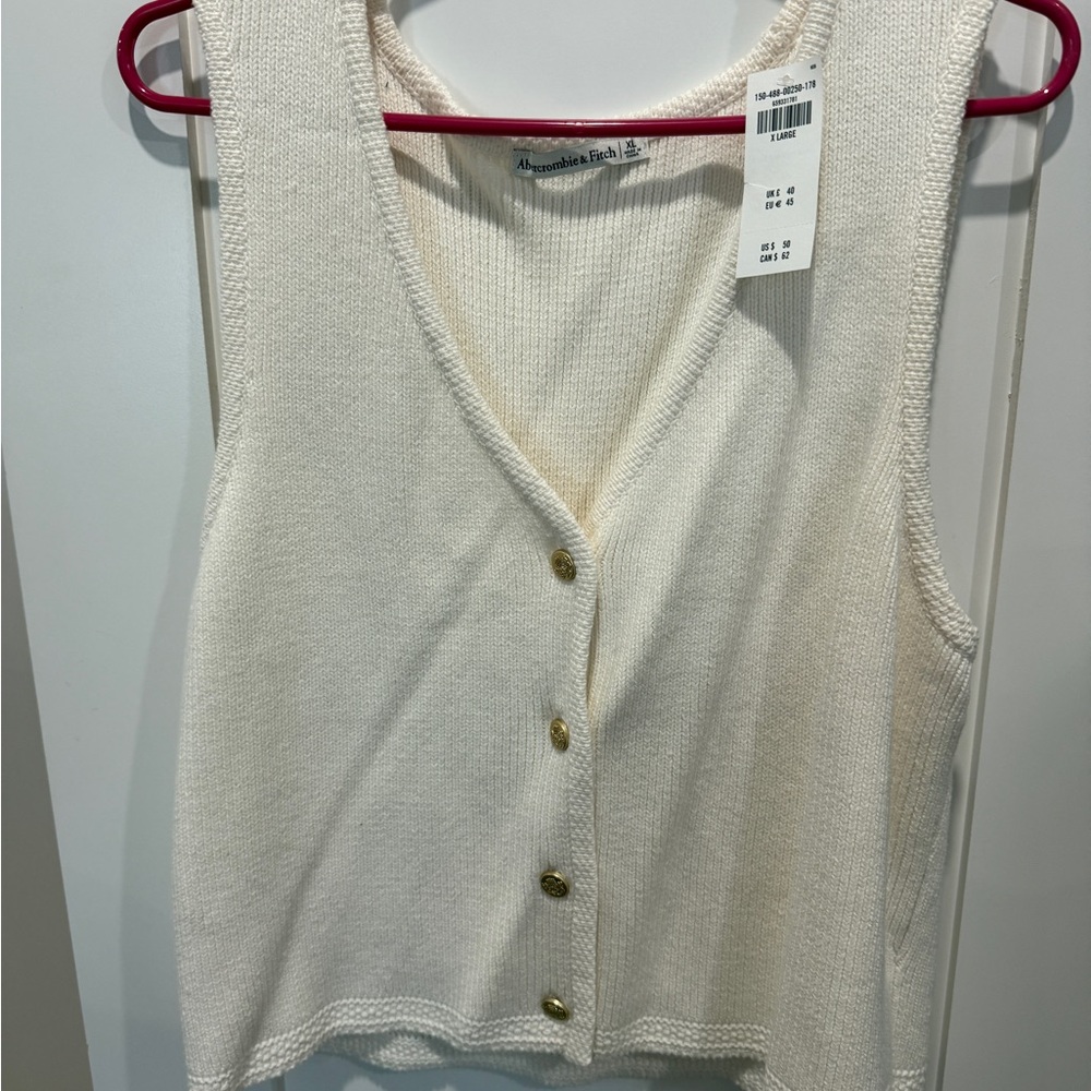 Abercrombie & Fitch Cream Button-Front Tank Top